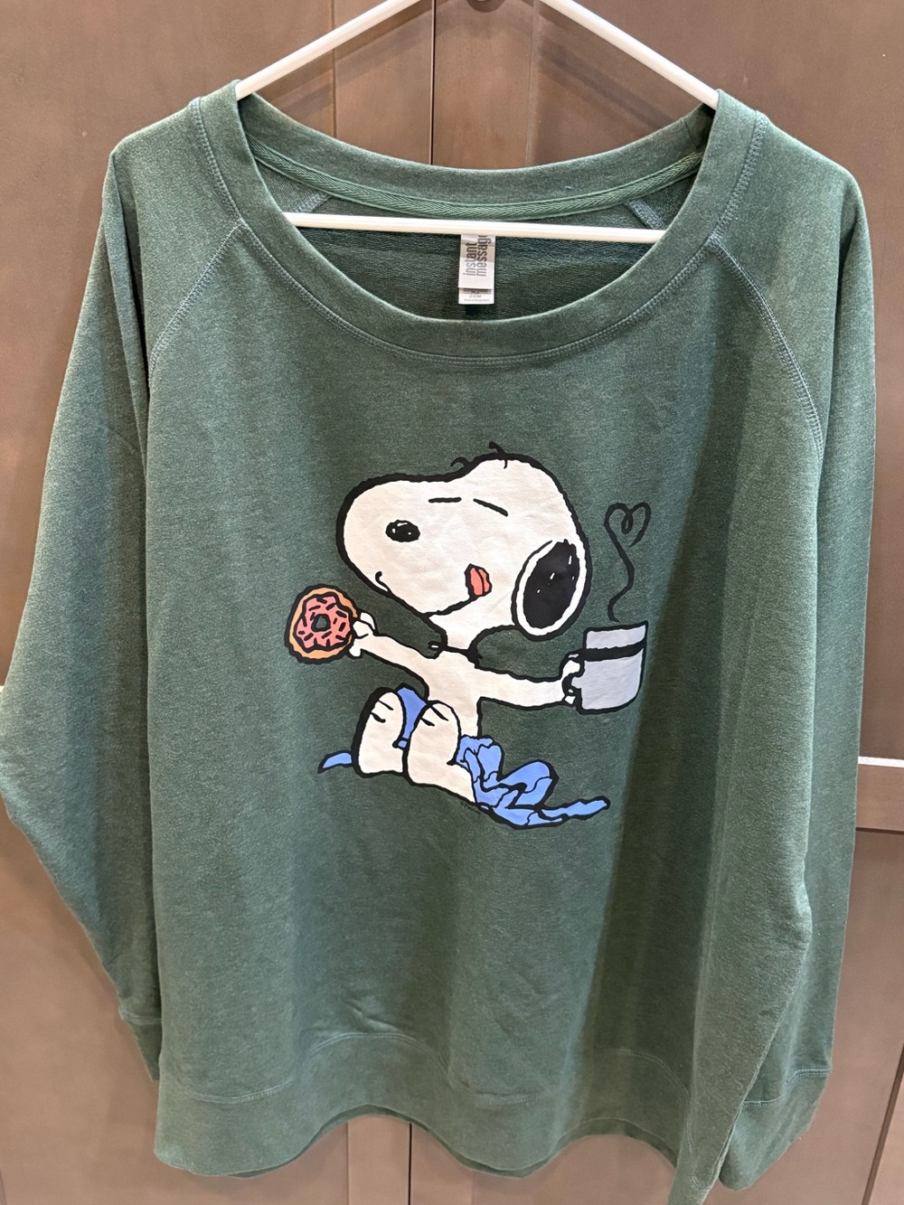 Instant Message Snoopy Peanuts Graphic Green Sweatshirt, 2x